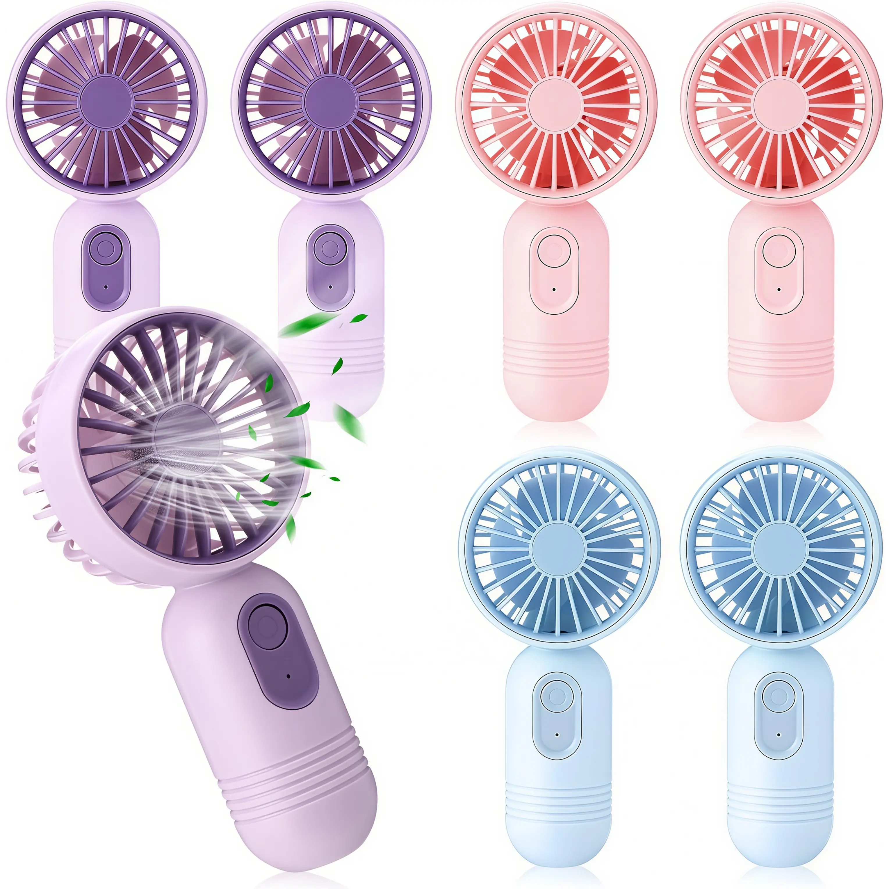 LMMAKE 3PCS Mini Portable Fans - 3-Speed, USB Rechargeable, Adjustable, Cordless, Intense Fanning for Boys, Computer Use, Workouts, Travel Gifts - Black, Blue, Purple, Pink, White Household Personal Fans