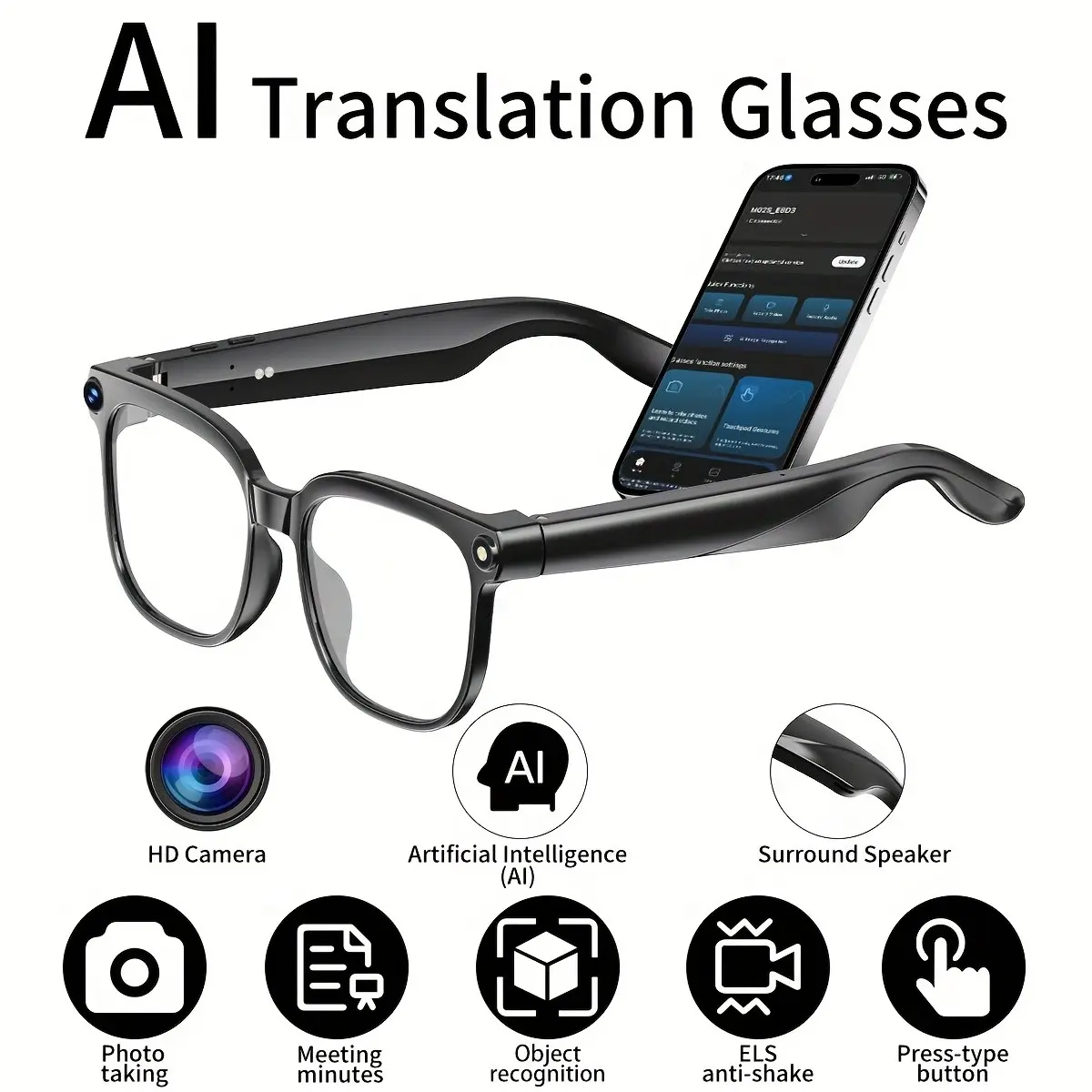 2026 AI Smart Glasses with Camera: 800W Pixel 2K Camera, Hands-Free AI Assistant, ChatGPT & Translation, WiFi Sync, 9H Audio - for Travel, Business, Daily Life