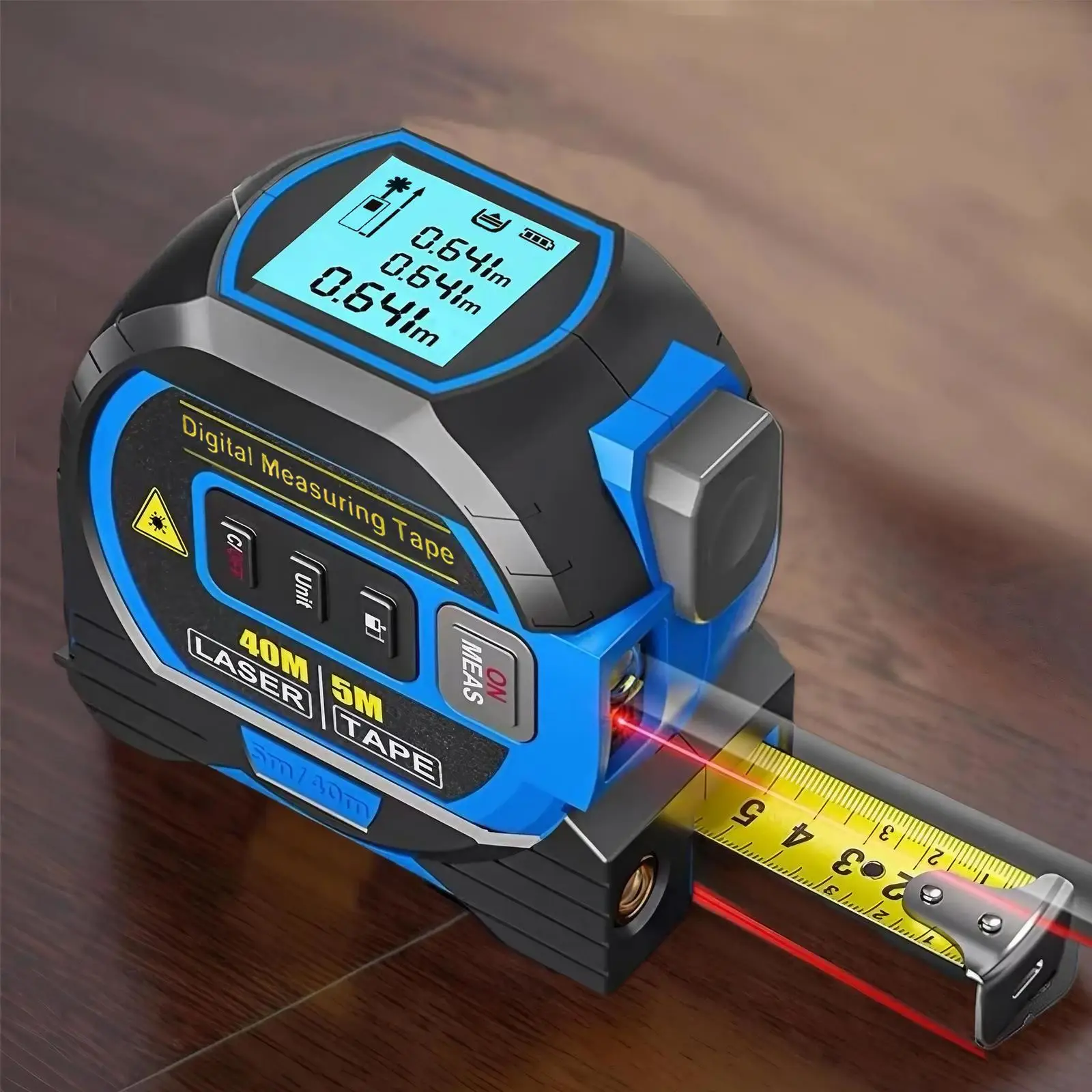 3 in 1 Digital Laser Tape Measure, 40/60M Measuring Range Laser Distance Meter, Accurate Measuring Tool with LCD Display