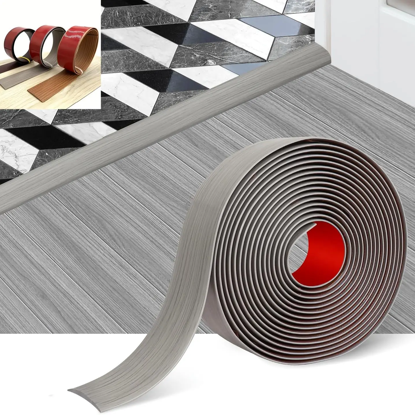Self-adhesive floor transition strips - Elegant wood grain joint sealant for tiles and solid wood floors, durable DIY suitable for home decorative partitions with strong adhesion, modern floor accessories | High-quality floor accessories Flooring