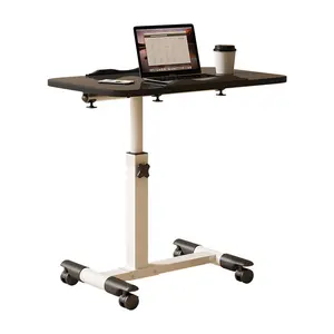 Portable Folding Computer Table, Sturdy Iron & Density Board, Non-Slip – Tilting Height-Adjustable Workstation for Bed, Couch, Home Office or Hospital – Adjustable Overbed Laptop Desk with Wheels