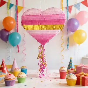 Heart-Shaped Pinata with Drawstring, Perfect for Festive Gatheries, Theme Parties & Party Favors, Safe Interactive Party Decorations, DIY Surprise Game