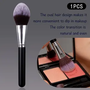 1 piece soft wooden-handled powder brush, blush brush, contactor brush, setting brush, multi-functional makeup brush, beauty tool