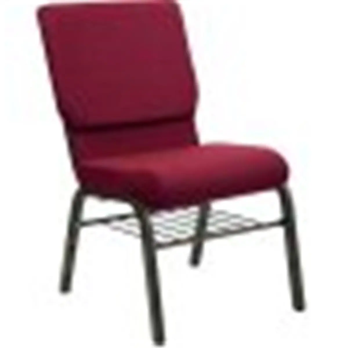 Flash Furniture HERCULES™ Armless Fabric Dining Chair (XU-CH-60096-BY-BAS-GG) - 18.5''W Burgundy, 4.25'' Thick Waterfall Seat, Book Basket, Gold Vein Steel Frame, 600 lb. Capacity, Ganging Clamps, Light Assembly Required, Church Banquet Dining Chairs