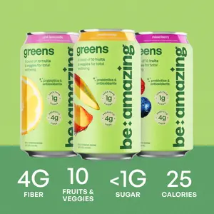 Be Amazing Daily Greens Drink | 10 organic fruits & vegetables | 4g of prebiotic fiber | Pink Lemonade, Peach Mango,  Mixed Berry Healthy Nutritious