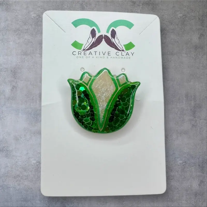 Green Glitter Tulip Ring