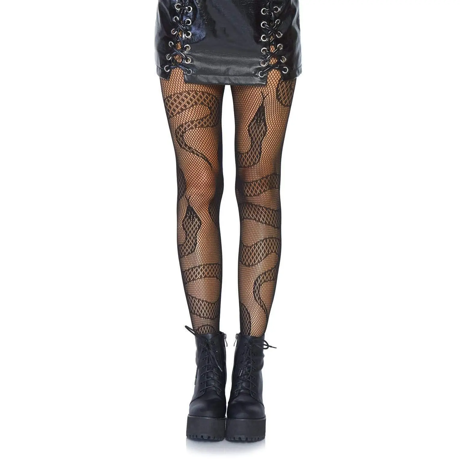 Leg Avenue Women's Snake Lace Fishnet Tights - Essential Lingerie Piece, Spandex Fabric, Comfortable Hosiery with Perfect Fit Technology, Reinforced Toes