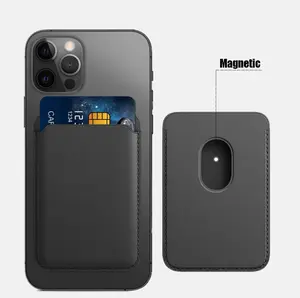 Magnetic Wallet Card Holder For iPhone 16|15|14|13|12 Fit 4 Cards |Black Electronics Accessories Portable Card Holder|ultra thin portable card holder wallet