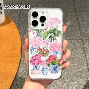 Girly Magnetic Case for iPhone11/12/13/14/15/16/17/promax, Blue And White Vase Florals MagSafe Ready, Slim Fit, Drop-Proof | Perfect for Soft Girl Aesthetic