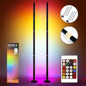 LED Rgbic Corner Floor Lamp, Music Sync DIY Mode, Remote Control, USB Powered, Color Changing, Living Room & Bedroom Decor