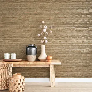 VEELIKE 15.7''x354'' Bronze Brown Grasscloth Wallpaper Textured Woven Grass Cloth Wallpaper Peel and Stick for Bedroom Living Room Bathroom Wall Coverings Removable Adhesive Fabric Linen Vinyl Roll