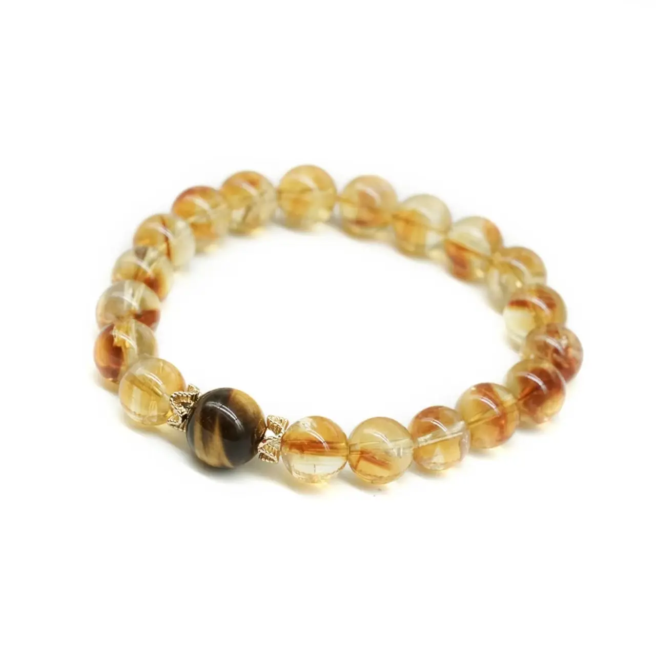 Natural Citrine Bracelet Tiger Eye Stone Embellishment Solar Plexus Chakra Crystals and Gemstones for Wealth, Motivation and Confidence