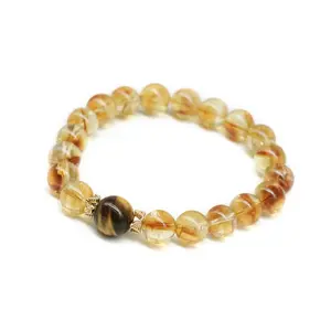 Natural Citrine Bracelet Tiger Eye Stone Embellishment Solar Plexus Chakra Crystals and Gemstones for Wealth, Motivation and Confidence