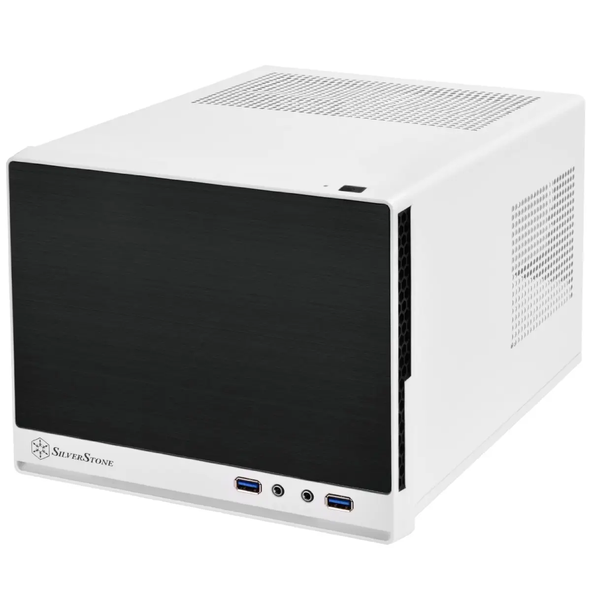 Silver Stone Technologies White Mini-DTX Small Form Factor PC Case - 10" h x 12" w x 14", 1 audio port, elevated standoff for motherboard back side components, supports 2.5 & 3.5 hard drives, standard-length expansion cards, 10" H X 12" W X 14" L