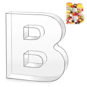 10" B Acrylic Clear Letter Charcuterie Box, Reusable Fillable Box, Decorative Serving Plates Display for Food