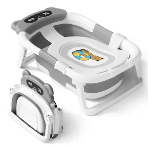 Baby Bathtub,Collapsible Bathtub for Newborn to Toddler, Durable Essential Infant Bath Tub, Portable Travel Baby Tub with Soft Cushion, No-Slip Hanging