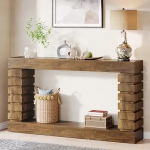 Spaco 70.8-Inch Industrial Entryway Console Table - Modern Wood Slim-Profile Piece, Wooden Construction, Storage Functionality, Narrow Living Room Hallway Sofa Couch Table, Industrial Entryway Table, Modern Wood Table