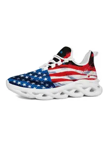 Exclusive American Flag Sneakers, Patriotic Print, Breathable Tech, Comfortable Cushioning, Classic Versatile Style, Men's Casual Shoes