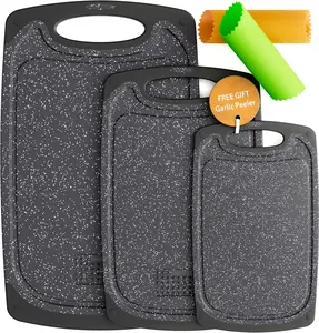 Cutting Boards - 3 Set - Warrior Strength Small to Extra Large Cutting Boards for Kitchen, Meat, Vegetables - Dishwasher Safe, Juice Groove, Non-Slip Rubber Chopping Board Set