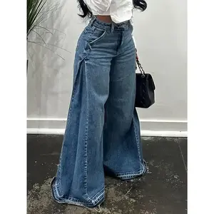 Side-Widened Loose Jeans Flared Pants Women Womenswear Bottom