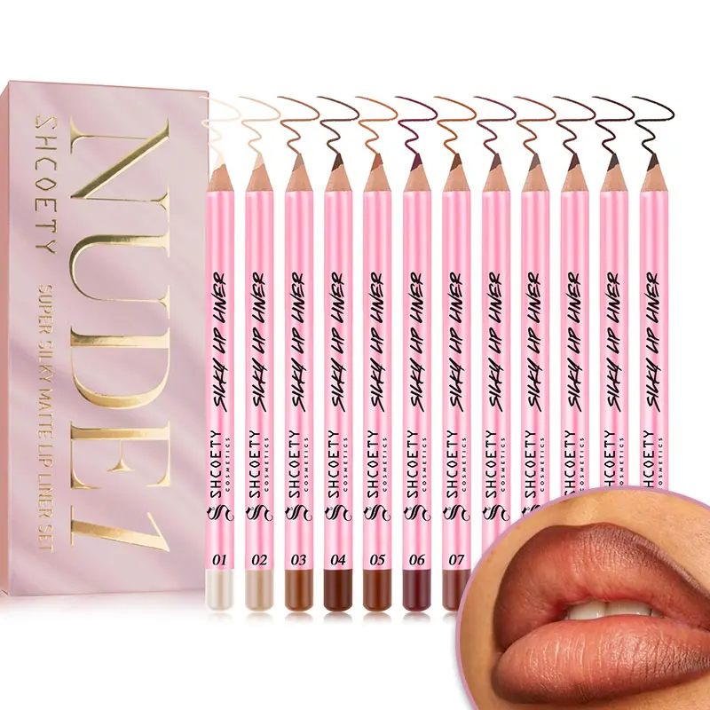 12PCS Lip Liner Pencil Collection, Multi Color Matte Lip Makeup Kit with Silky Texture and Smooth Application, Creamy Cosmetic Lip Pencil Set for Creating Nude Lips, Ombre Looks and Trending Lip Combos, Portable Makeup Essential for Daily Beauty