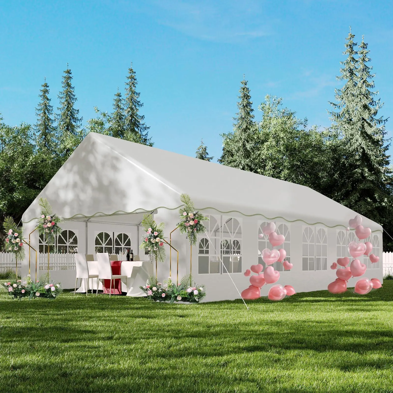 Gaomon Heavy Duty Canopy Outdoor Wedding Tent - 20x33FT, Sturdy Waterproof Metal Frame, PE Fabric, Triangular Roof, Removable Sidewalls, Quick Setup, Ventilation for Weddings, Commercial Events