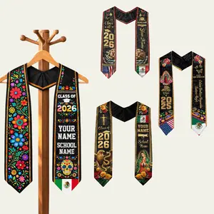 Personalized Mexican Graduation Sash, Custom Name & School Stole  Mexican Flag Graduation Sash, Mexico Stole, Mexican Graduation Stole 2026,