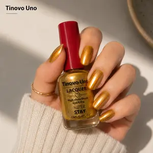 Tinovo Uno Metallic Gold Nail Polish (1pc) - Quick-Dry, Formaldehyde-Free, Toluene-Free, Nourishing, Gentle Cosmetic for Nail Art & Manicure, No UV Light Required