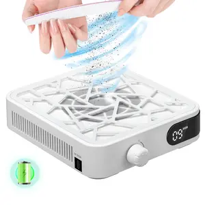 Nail Dust Collector, 6000RPM Powerful & Quiet Nail Vacuum, Cordless Mini Nail Dust Collector with 30 Filter Papers, Auto Suction System for Acrylic, Gel Nails, Salon, Home & Training (White)