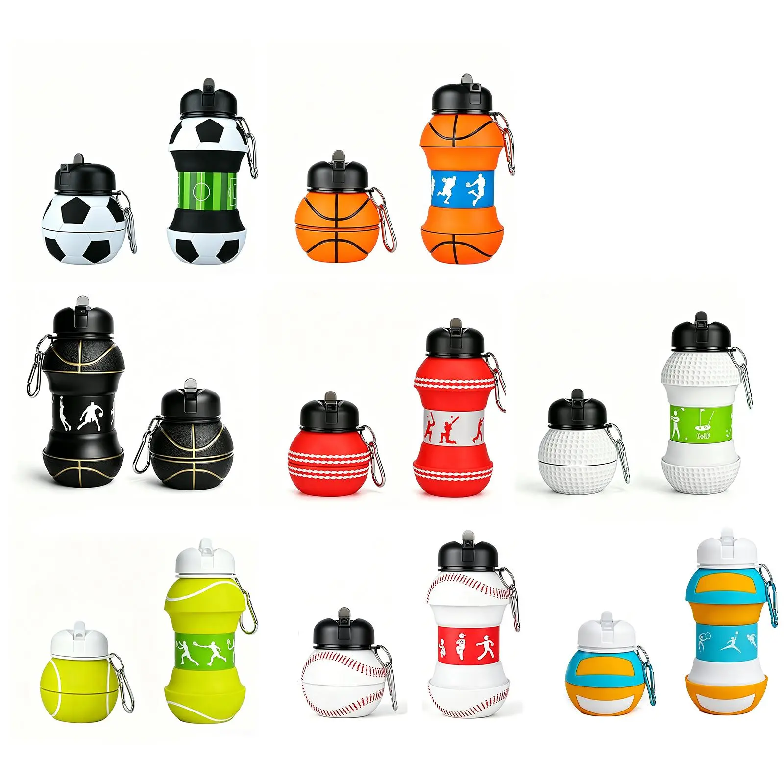 19oz BPA-Free Silicone Collapsible Water Bottle - Portable Sports Water Bottle with Carabiner, Leak-Proof for Hiking, Gym Workouts, Camping, Athletic Training & Daily Use,back to school,back to school haul