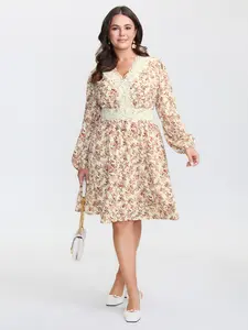 BLOOMCHIC Women's Casual Polyester Cottagecore Midi Dress - Long Sleeve, Floral, Pocket Fabric, 2026 Summer Pick Womenswear