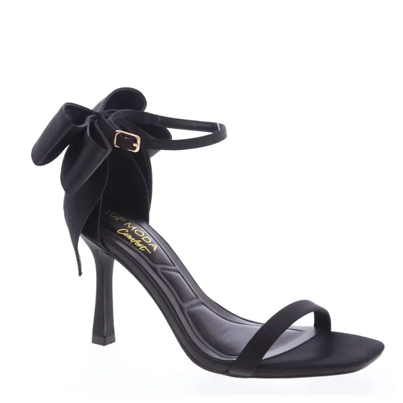 Black open toe comfort line heels with bow detail #glamour Stylish Women Girl