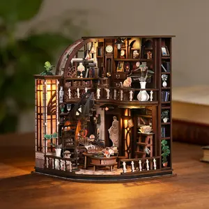 Bacchus Bookstore Wooden Book Nook DIY Model Kit for Adults Vintage Style Hand-Assembled Booklet Toy House 3D Puzzle Wooden Shelf Decoration, Miniature Furniture, Miniature Dollhouse Kit Victorian Style Wooden Dollhouse Birthday Gift
