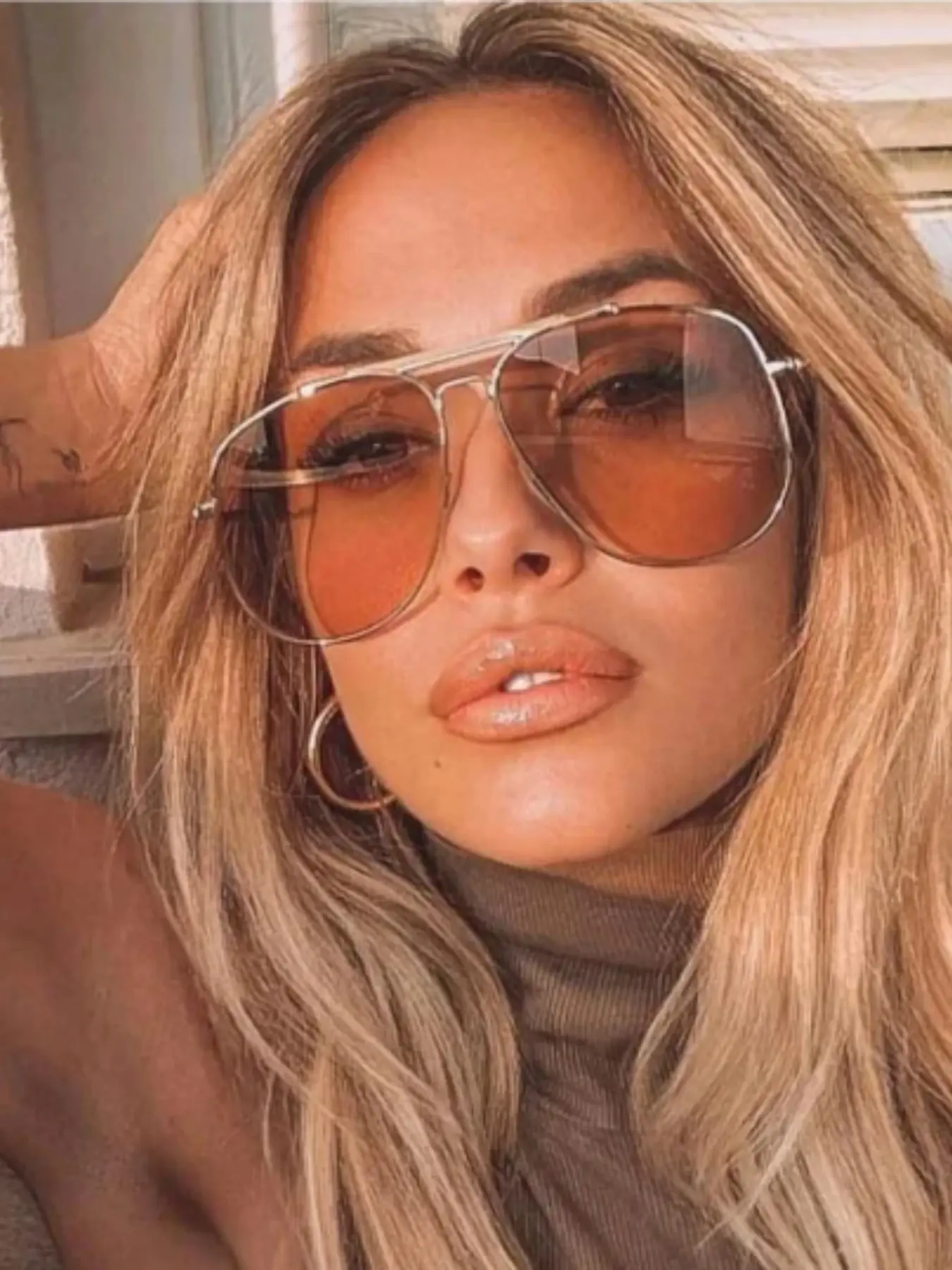 Unisex New Fashion Retro Dual Bridge Metal Pilot Frame Glasses Aviator Frames Sunglasses for Party & Holiday, Casual Outdoor Travel Eyewear Vintage Frame Sunglasses, Fashionable Sunglasses
