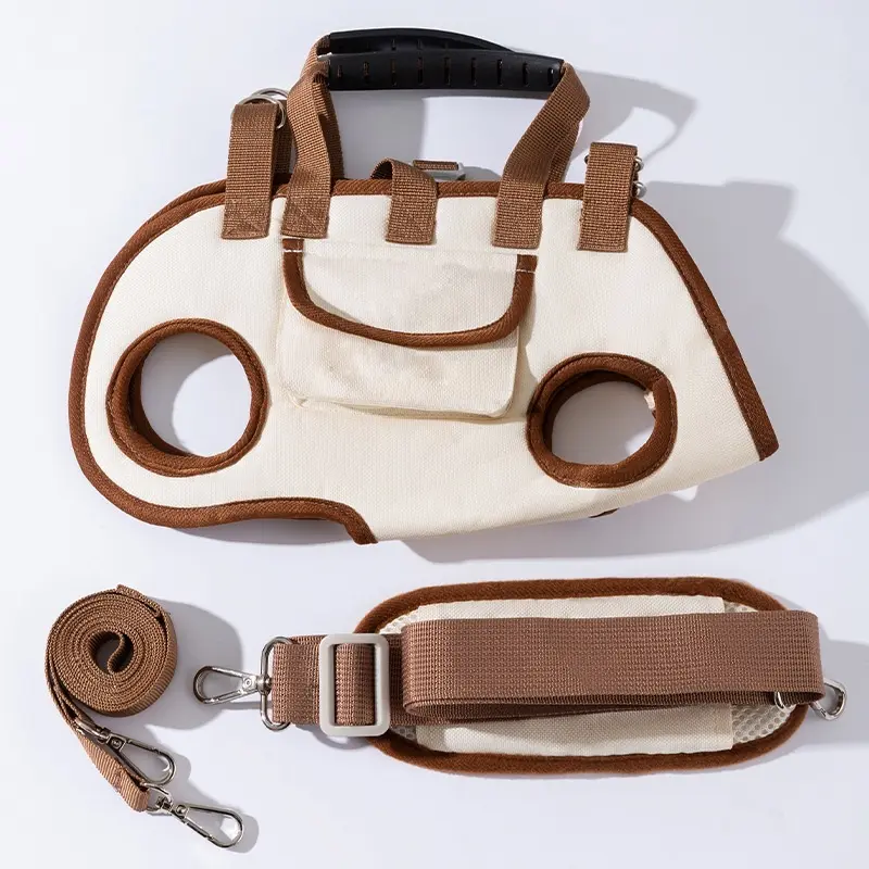 Stylish Nylon Pet Carrier Backpack - Animal Carrier with Adjustable Full-Body Lift Harness, Cartoon Buckle, Breathable Shoulder Design Hands-Free Snuggle Sling, Treat Bag for Small Dogs/Cats, Multi-Functional for Outdoor Travel