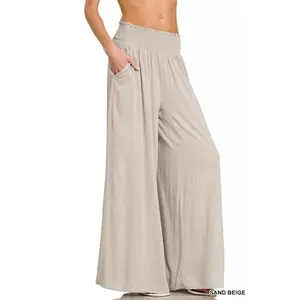 Zenana Smocked Waistband Wide Leg Lounge Pants