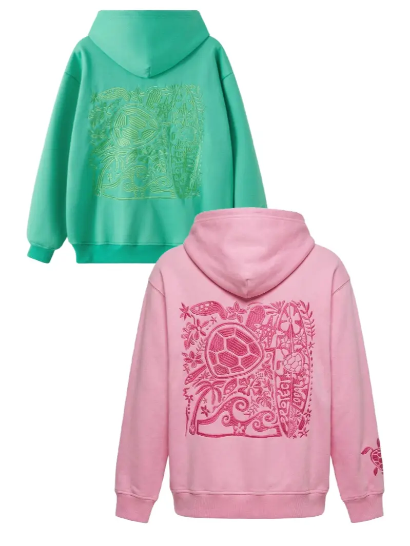 Women's Aesthetic Oversized Sweatshirt, Retro Pullover with Hawaiian Turtle and Floral Graphic Embroidery, Cotton Blend Crewneck for Work and Evening, Hoodie, Party, Lady, Lazy Outfit, Pullover Hoodie