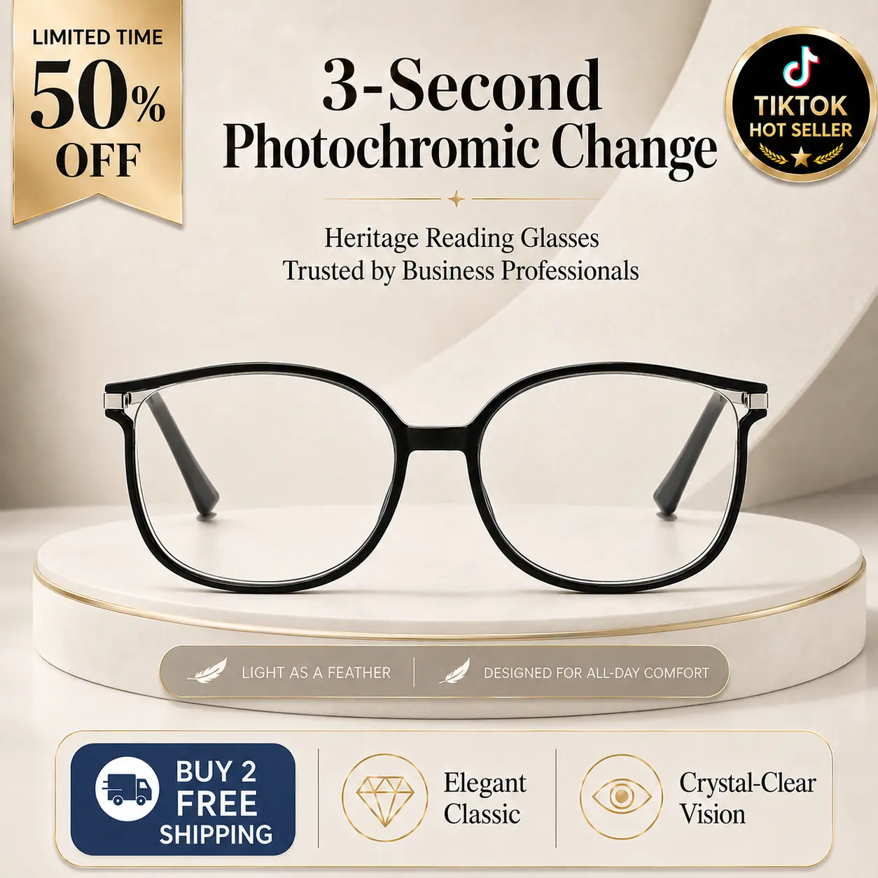 Unisex Daily Semi-Rimless Metal Frame Blue Light Glasses with Lightweight Design, Photochromic Lenses, and Blue Light Filtering