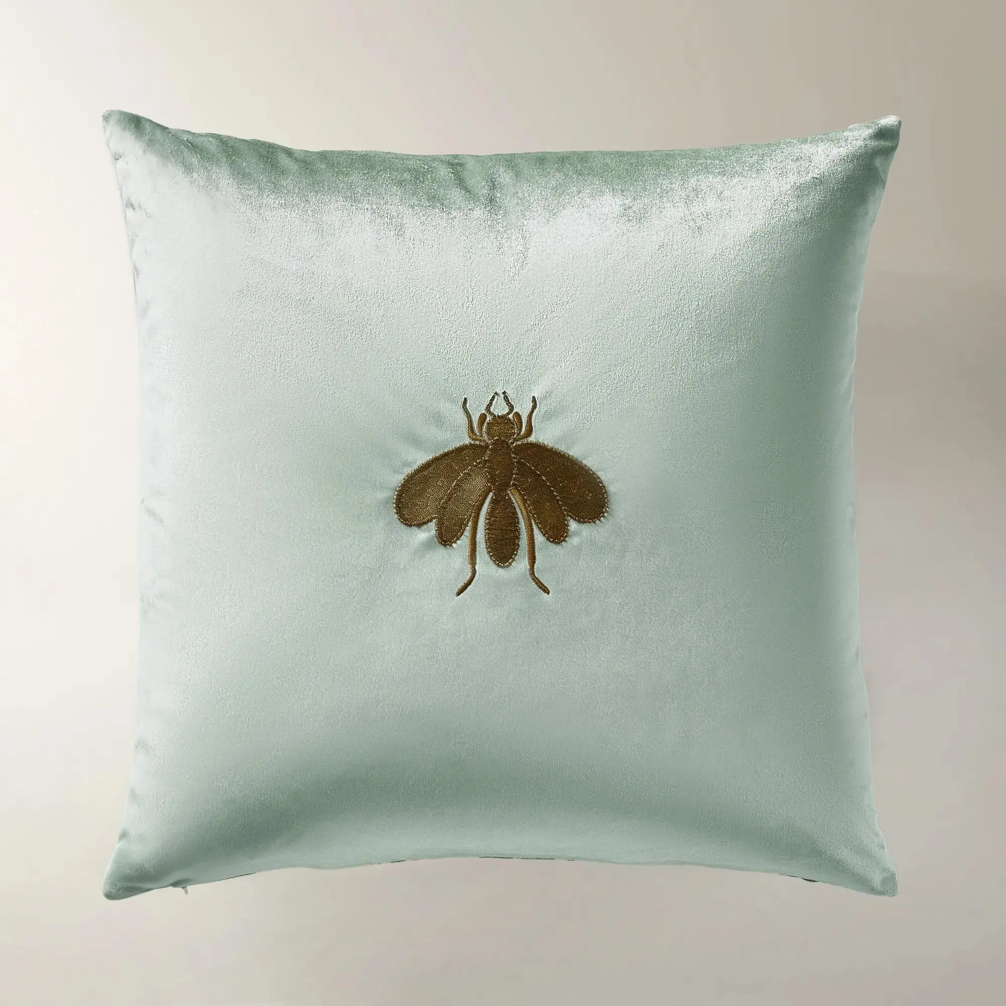Z Gallerie Whimsical Bee Motif Embroidered Velvet Pillow, 20x20" - Ideal for Living Room Accent Chair Decor