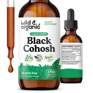 Wild & Organic's Black Cohosh Liquid Drops 540 mg - Herbal Supplements for Women - Liquid Black Cohosh Extract Tincture - 2-Month Supply - Vegan, Sugar & Alcohol-Free