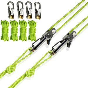 Rope fastening tools and tensioners: Retractable ropes with alloy buckles, suitable for outdoor enthusiasts--very suitable for setting up camping tents, securing tarpaulins, installing hammocks, and fastening outdoor equipment