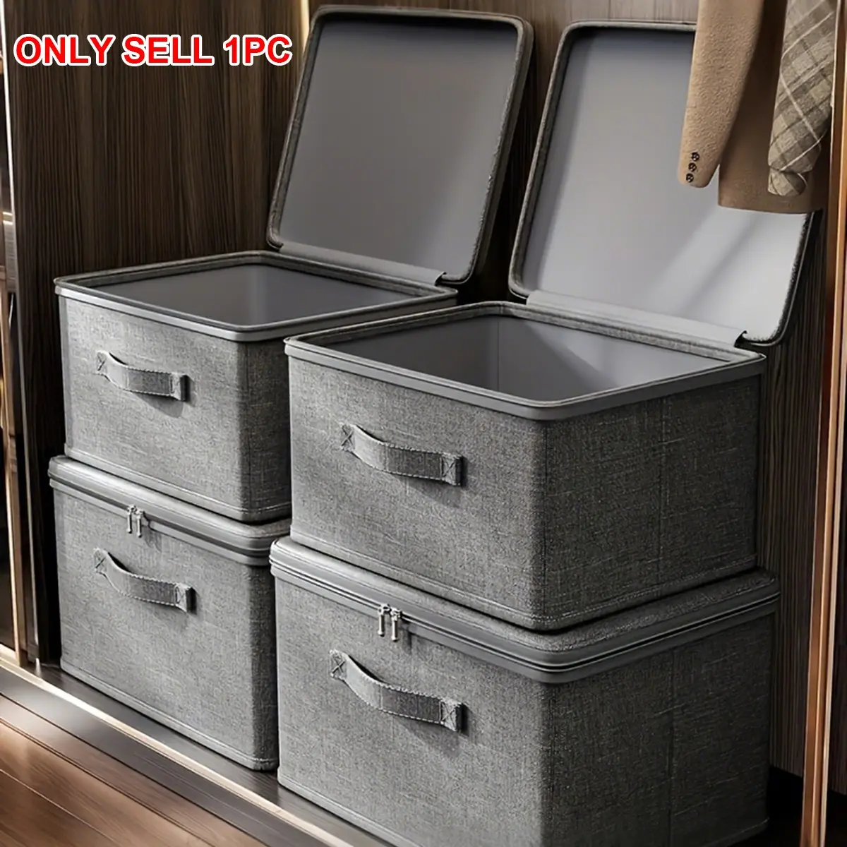 1pc Extra Large Dustproof Stackable Storage Organizer Box with Lid - Dustproof Organizers, Clothes Storage Boxes, Bedding Storage, Versatile & Space-Saving for Closet, Bedroom, Kitchen, Ideal for Toys, Books, Linens, Under-Bed Storage