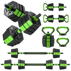 Adjustable Dumbbells Set of 2 – 66/88 Lbs Anti-Rolling Free Weights – Anti-Slip Handle – Use as Barbell, Kettlebell – Home Strength Training Equipment – Green