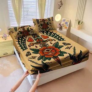 Anchor Pattern Bed Cover and Bed Linen with Corners, Ultra-Soft Bedding Suitable for All Seasons, Detachable, Ideal for Home, Bedroom, Hotel, Dormitory, and School Use