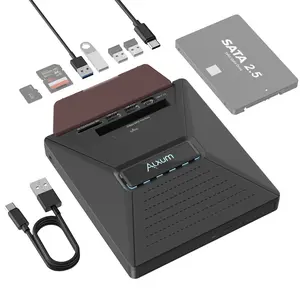 Alxum 7 IN 1 Portable Laptop CD/DVD Player ,CD Drive Burner with 2.5" SATA Port &SD/Micro SD Card Slot,Compatible with Windows/macOS/Linux/PC/Macbook/Imac Perfect MothersDay Gift outdoorfun Usb Power Cable Usb Power Adapter