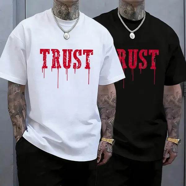 Men's Oversized T-Shirt, Retro Blood Splatter Tie-Dye Graphic Top in 100% Cotton, Urban Streetwear Style, Machine Washable