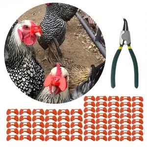100Pcs Pinless Peepers with Pliers,Chicken Peepers,Pheasant Poultry Blinders Spectacles,Anti-Pecking Eye Glasses Pliers Tool for Pet Middle,Pet Supplies