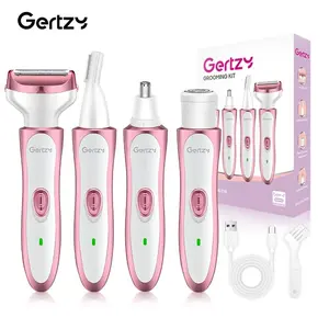 Gertzy Professional Women's Hair Removal & Trimming Set, Body Hair Remover, Rechargeable Pain-Free Bikini Line Shaver, Armpit & Leg Use, Travel-Friendly Gift