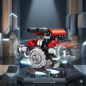 V8 Engine Building Kit 660+ Pieces, Dynamic Transmission Model with Visible Gears, Stem Educational Toy for Kids, Perfect Gift for Car Enthusiasts