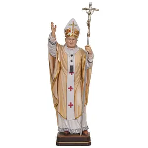 St. John Paul II Alpine Maple Wood PEMA Statue Hand Painted 8 Inch.